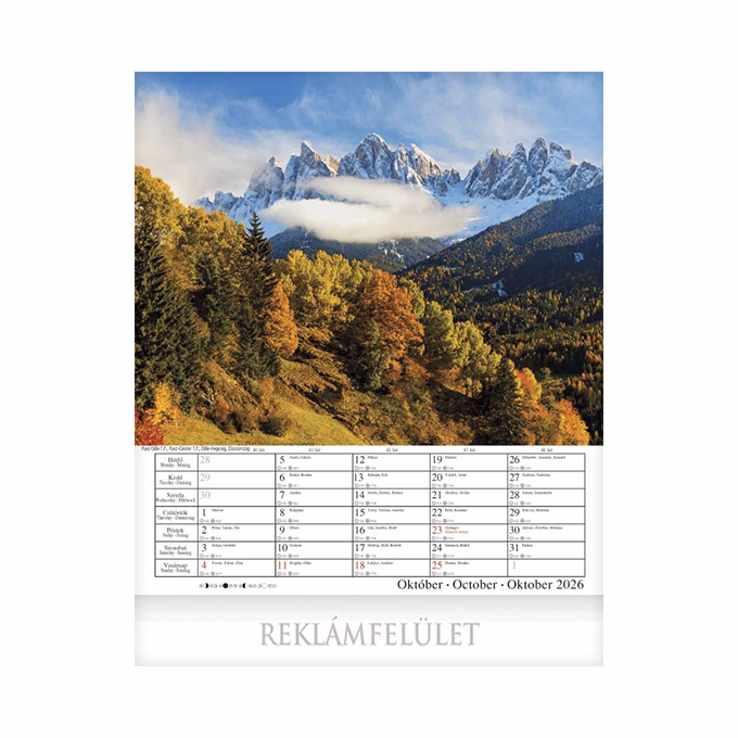 Falinaptár CSG 300x340mm álló Alpok 2026.
