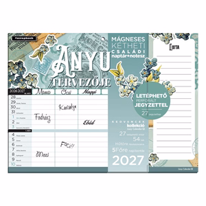 Falinaptár LIZZYCALENDAR 220x220mm 2 hetes + jegyzettömb mágneses Anyu Tervezője Scrapbook Style 2027