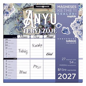 Falinaptár LIZZYCALENDAR 220x220mm 2 hetes mágneses Anyu Tervezője Scrapbook Style 2027