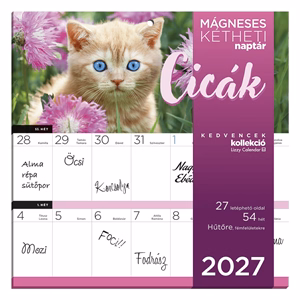 Falinaptár LIZZYCALENDAR 220x220mm 2 hetes mágneses Cicák 2027