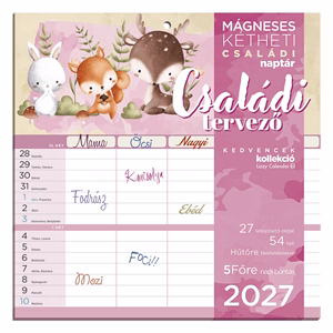 Falinaptár LIZZYCALENDAR 220x220mm 2 hetes mágneses Családi Tervező 2027
