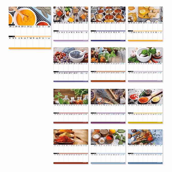 Falinaptár LIZZYCALENDAR 220x220mm 2 hetes mágneses Fűszernövények 2027
