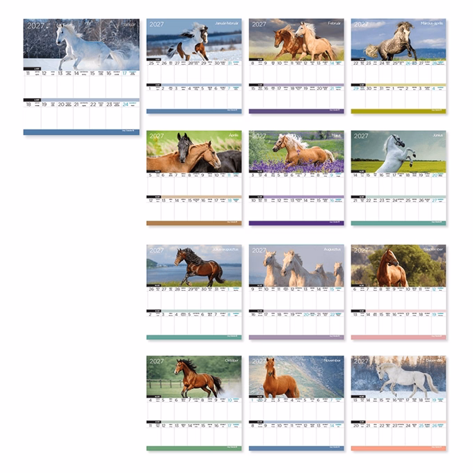 Falinaptár LIZZYCALENDAR 220x220mm 2 hetes mágneses Lovak 2027