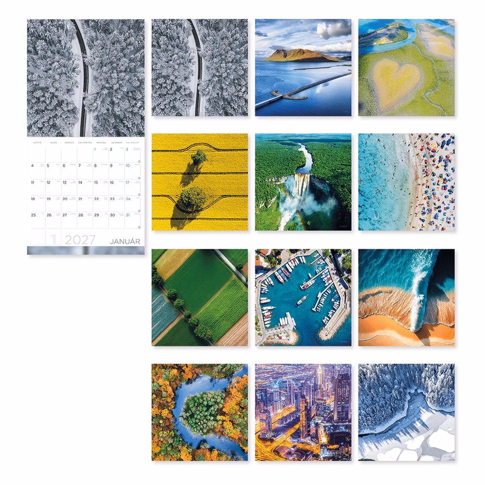 Falinaptár LIZZYCALENDAR 300x600mm álló A Föld fölött (drón felvételek) 2027