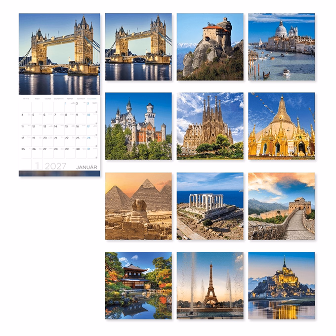 Falinaptár LIZZYCALENDAR 300x600mm álló A világ csodái 2027