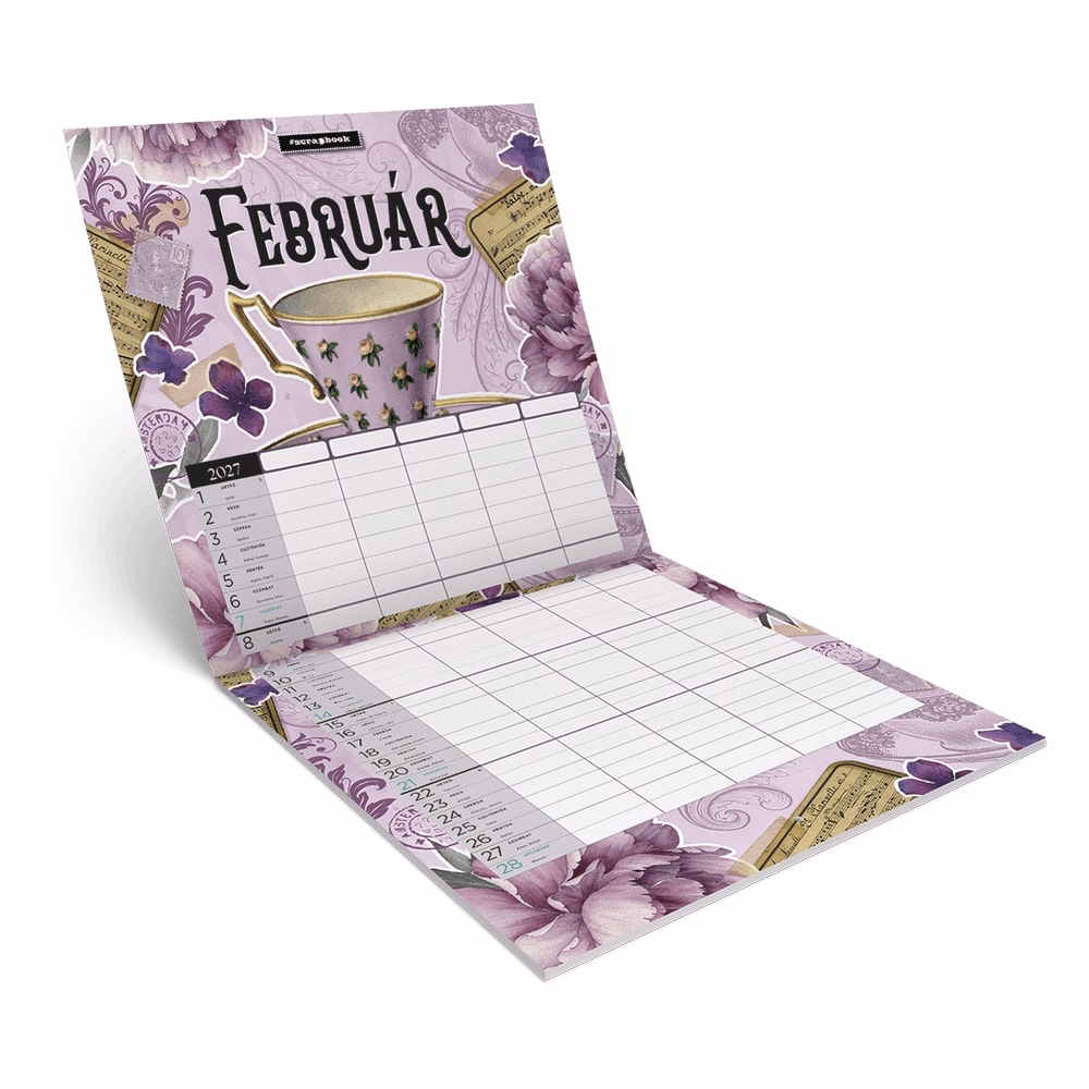 Falinaptár LIZZYCALENDAR 300x600mm álló Anyu tervezője scrapbook style 2027