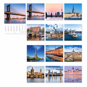 Falinaptár LIZZYCALENDAR B/4 álló spirálozot Világvárosok 2027