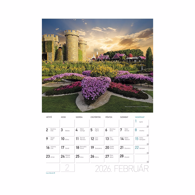 Falinaptár LIZZY CARD A/4 álló Díszkertek 2026. Falinaptár LIZZY CARD A/4 álló Díszkertek 2026.