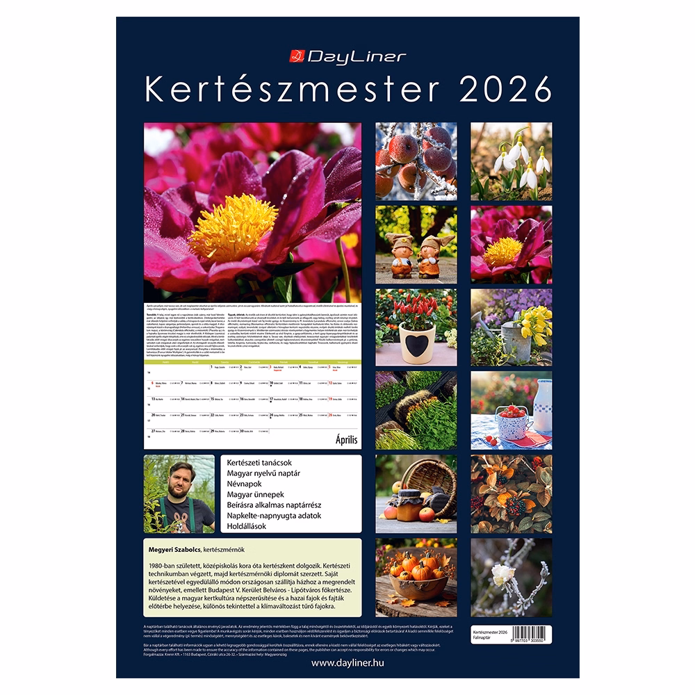 Falinaptár REALSYSTEM 340x485mm álló Kertészmester 2026.