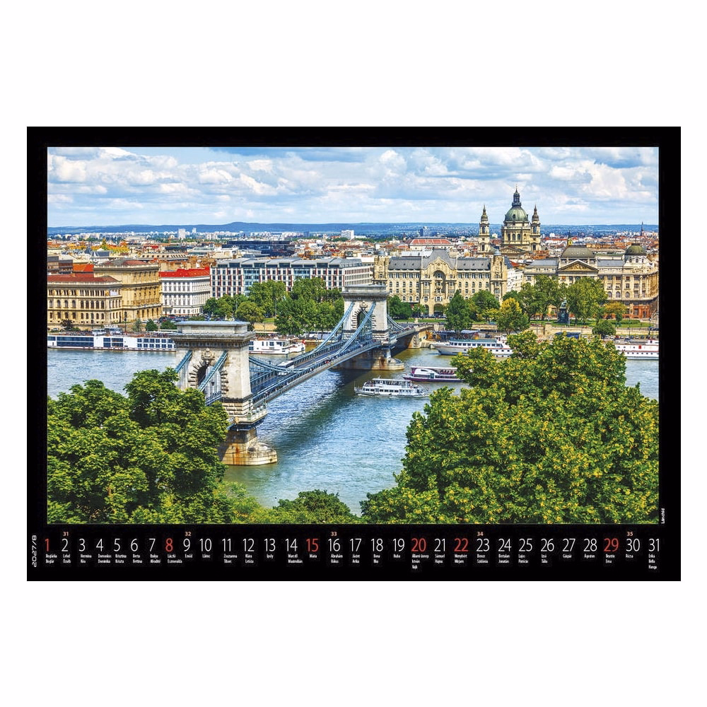 Falinaptár REALSYSTEM 460x320mm fekvő Budapest 2027