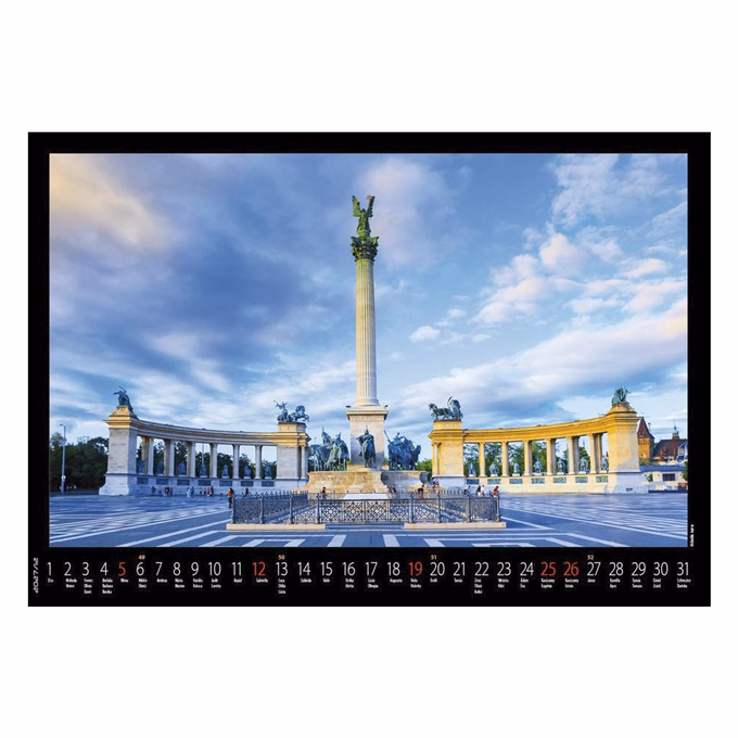Falinaptár REALSYSTEM 460x320mm fekvő Budapest 2027