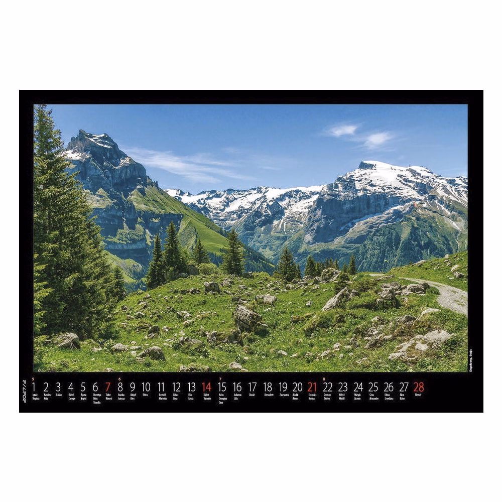 Falinaptár REALSYSTEM 460x320mm fekvő Hegyek 2027