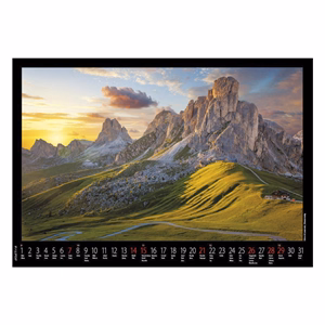 Falinaptár REALSYSTEM 460x320mm fekvő Hegyek 2027