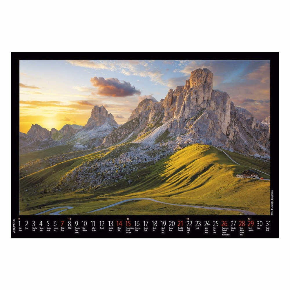 Falinaptár REALSYSTEM 460x320mm fekvő Hegyek 2027