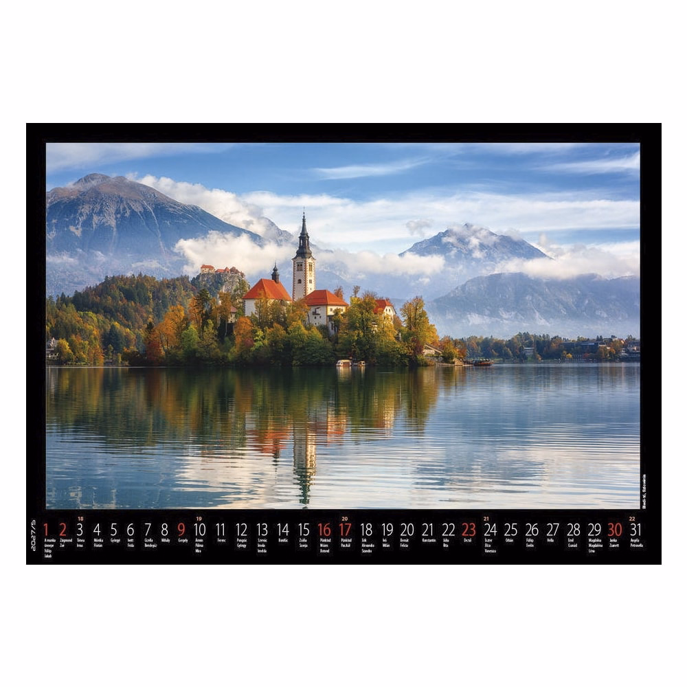 Falinaptár REALSYSTEM 460x320mm fekvő Hegyek 2027
