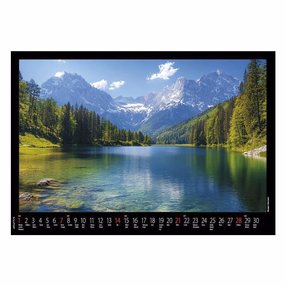 Falinaptár REALSYSTEM 460x320mm fekvő Hegyek 2027
