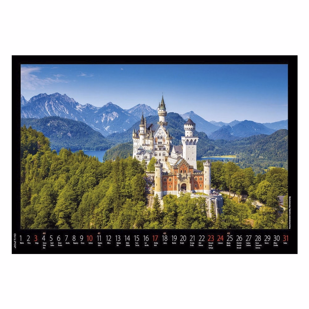 Falinaptár REALSYSTEM 460x320mm fekvő Várak kastélyok 2027