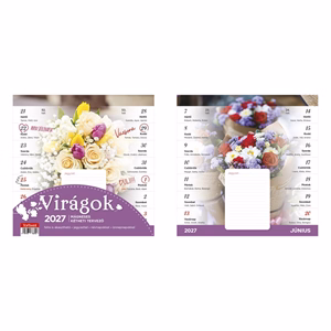 Falinaptár TOPTIMER T090 220x220mm mágneses Virágok 2027