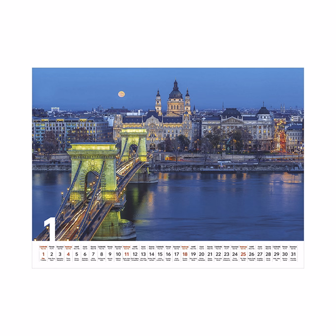 Falinaptár TOPTIMER T093 420x310mm fekvő Budapest 2026.