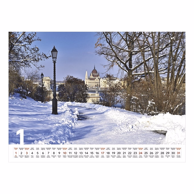 Falinaptár TOPTIMER T093 420x310mm fekvő Budapest 2027