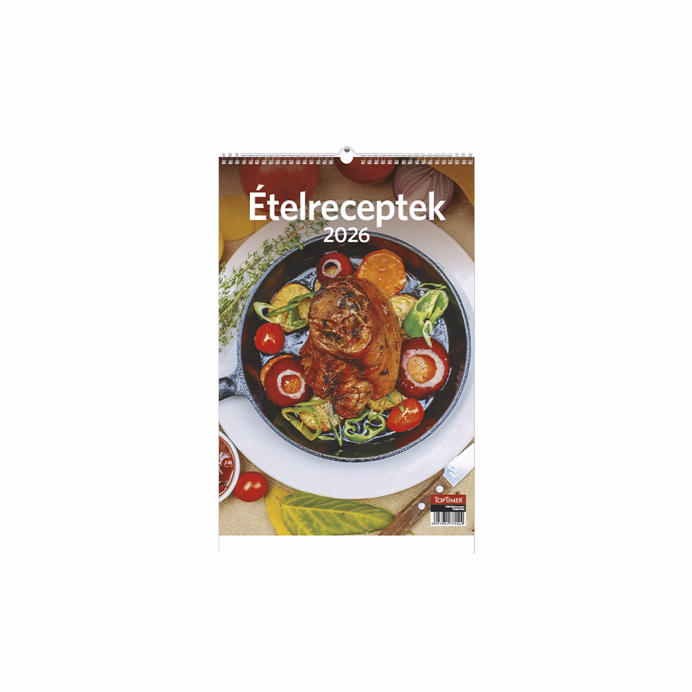 Falinaptár TOPTIMER T094 220x330mm álló Ételreceptek 2026. Falinaptár TOPTIMER T094 220x330mm álló Ételreceptek 2026.