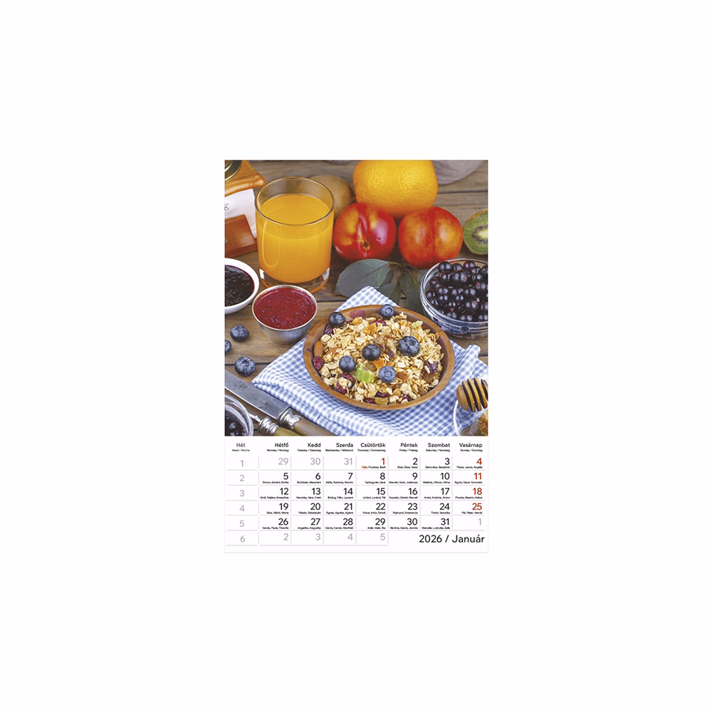 Falinaptár TOPTIMER T094 220x330mm álló Gourmet 2026.