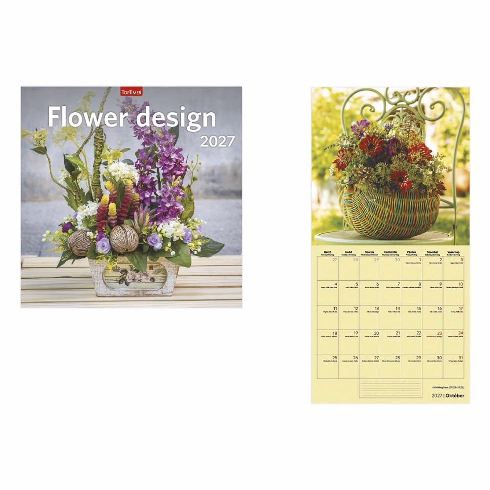 Falinaptár TOPTIMER T098 290x580mm álló Flower 2027