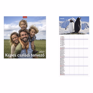 Falinaptár TOPTIMER T098 290x580mm álló Képes családi tervező 2027