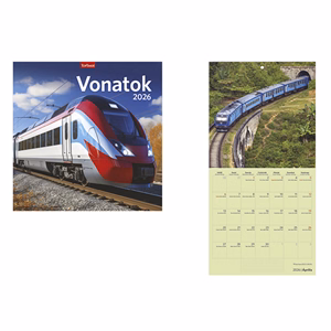 Falinaptár TOPTIMER T098 290x580mm álló Vonatok 2026.