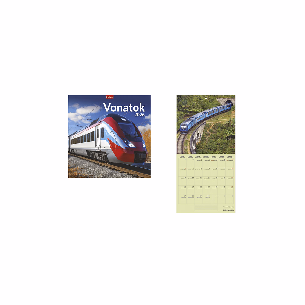 Falinaptár TOPTIMER T098 290x580mm álló Vonatok 2026.
