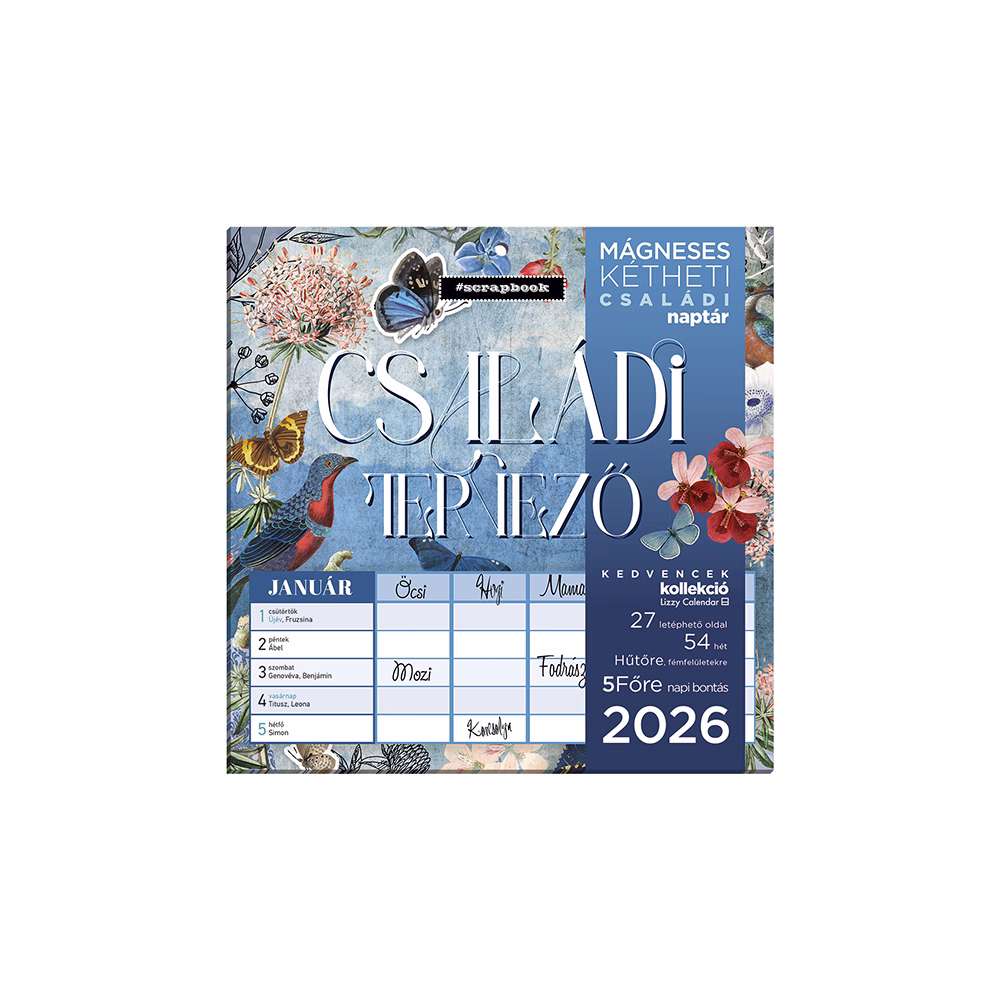 Falinaptár mágneses LIZZY CARD 220x220mm 2 hetes Anyu tervezője Scrapbook Style 2026.