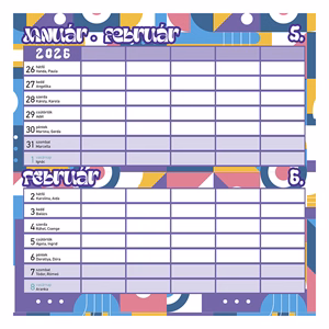 Falinaptár mágneses LIZZY CARD 220x220mm 2 hetes Családi tervező 2026.