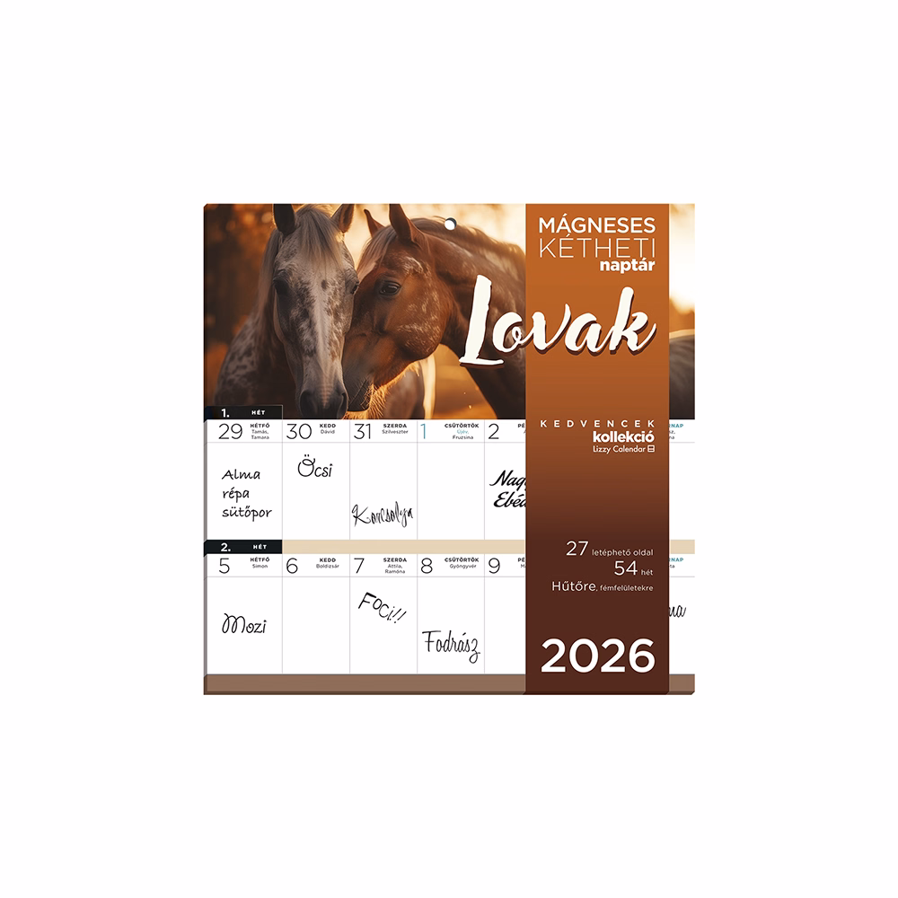 Falinaptár mágneses LIZZY CARD 220x220mm 2 hetes Lovak 2026.