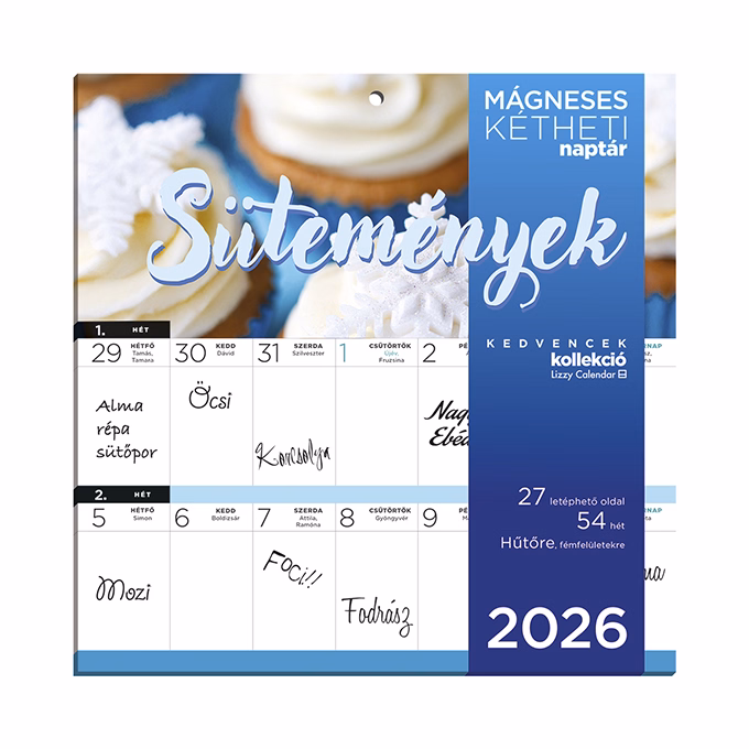 Falinaptár mágneses LIZZY CARD 220x220mm 2 hetes Sütemények 2026.