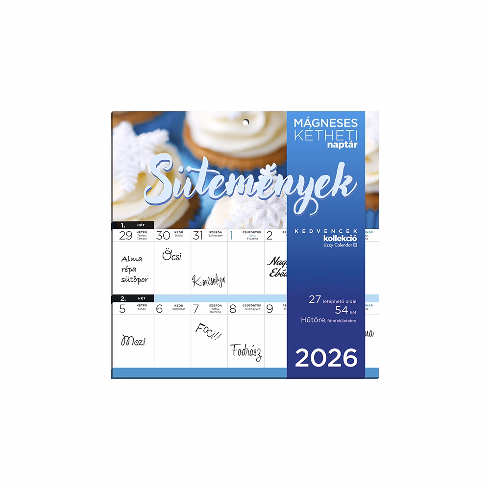 Falinaptár mágneses LIZZY CARD 220x220mm 2 hetes Sütemények 2026.