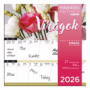Falinaptár mágneses LIZZY CARD 220x220mm 2 hetes Virágok 2026.