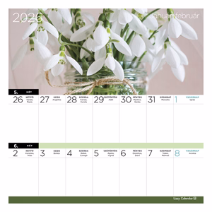 Falinaptár mágneses LIZZY CARD 220x220mm 2 hetes Virágok 2026.