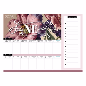 Falinaptár mágneses LIZZY CARD 220x300mm 2 hetes+ jegyzettömb Anyu tervezője Scrapbook Style 2026.