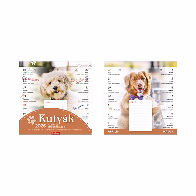 Falinaptár mágneses TOPTIMER T090 220x220mm Kutyák 2026.