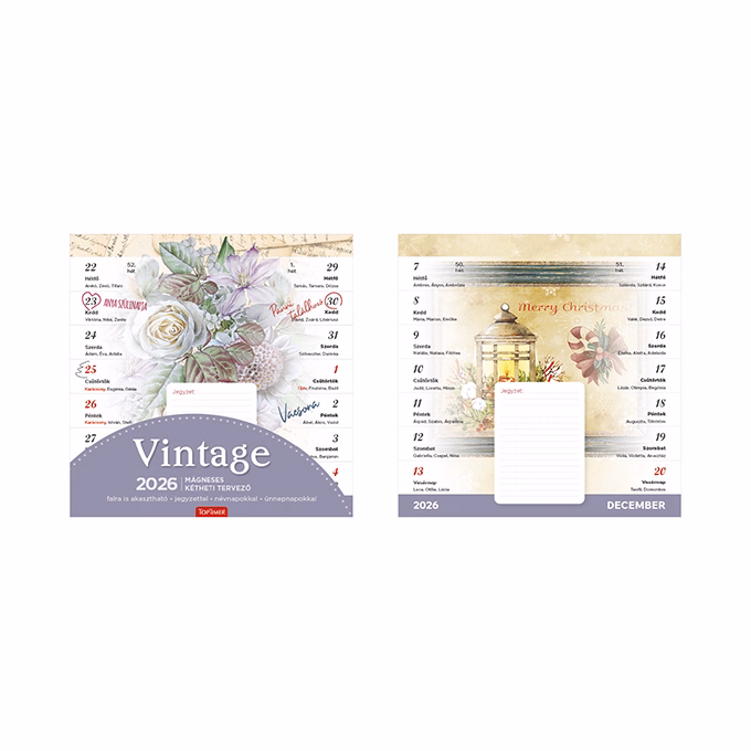 Falinaptár mágneses TOPTIMER T090 220x220mm álló Vintage 2026.