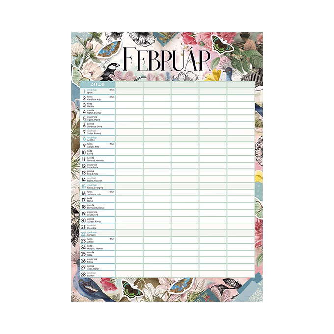 Falinaptár spirálozott LIZZY CARD B/4 álló Anyu tervezője Scrapbook Style 2026.
