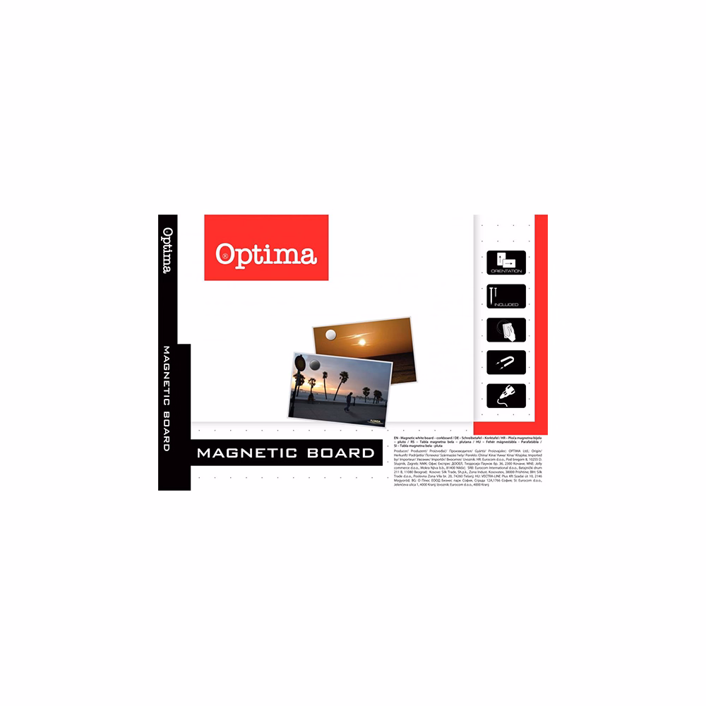 Fehértábla mágneses OPTIMA aluminium kerettel 90x120 cm