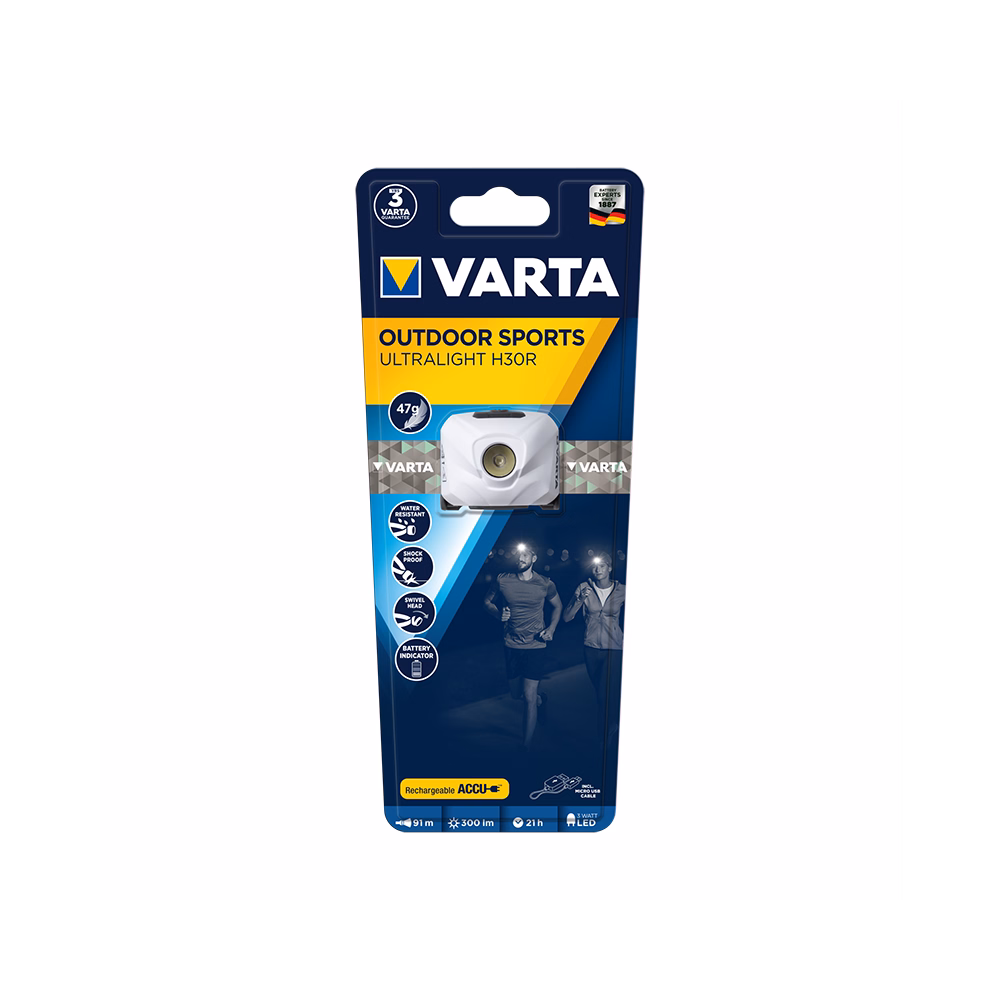 Fejlámpa VARTA Outdoor Sports UltraLight H30R fehér