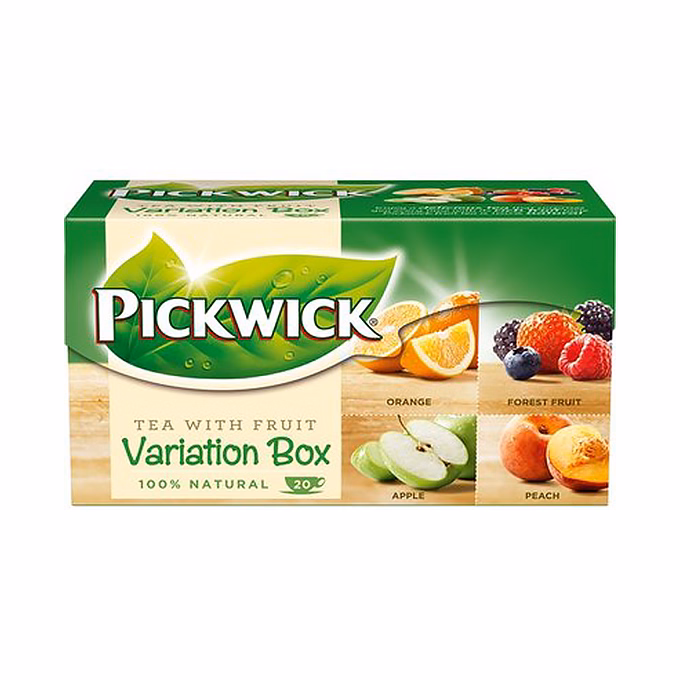 Fekete tea PICKWICK ízesített zöld variációk narancs-erdei gyümölcs-alma-őszibarack 20 filter/doboz