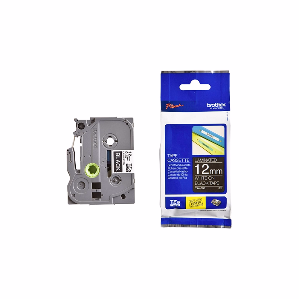 Feliratozó szalag BROTHER TZe-335 12mmx8m laminált fekete alapon fehér írásszín Feliratozó szalag BROTHER TZe-335 12mmx8m laminált fekete alapon fehér írásszín