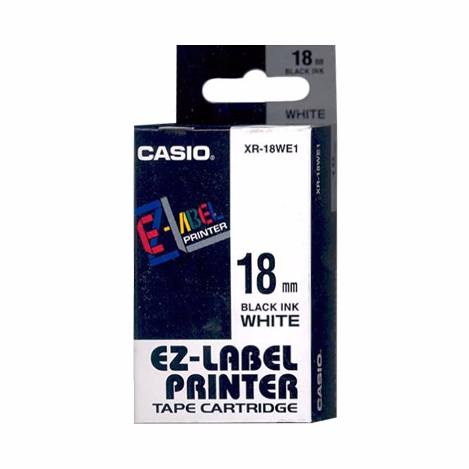 Feliratozó szalag CASIO XR-18WE1 18mmx8m fehéren fekete