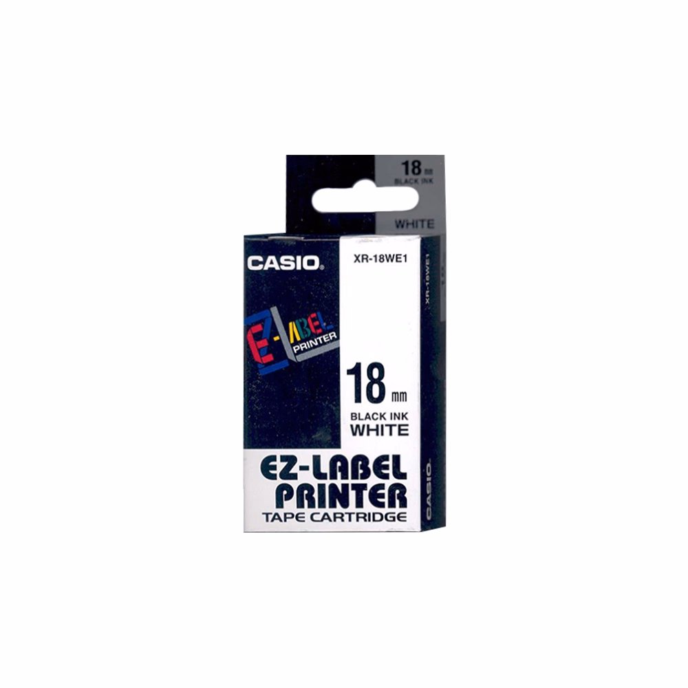 Feliratozó szalag CASIO XR-18WE1 18mmx8m fehéren fekete