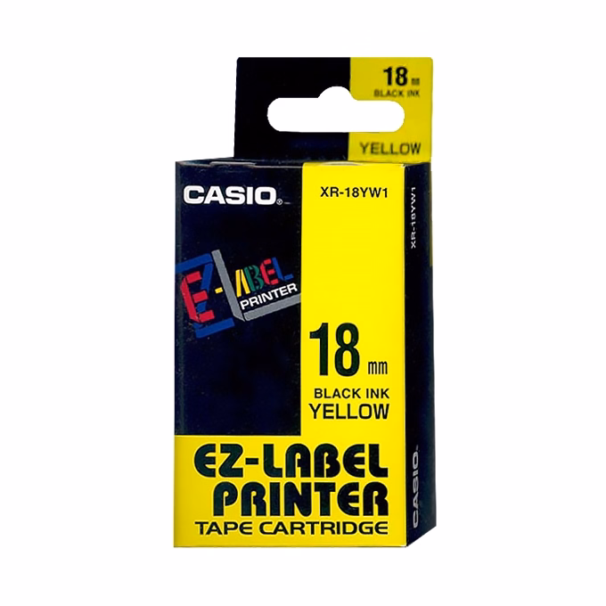 Feliratozó szalag CASIO XR-18YW1 18mmx8m sárgán fekete