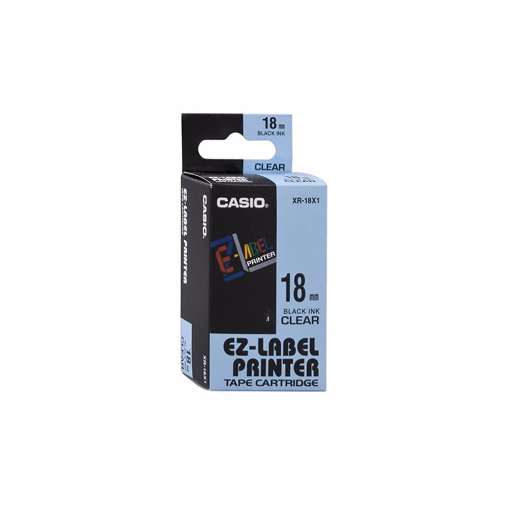 Feliratozó szalag CASIO XR 18 X1 18mm x 8m átlátszó alapon fekete írásszín