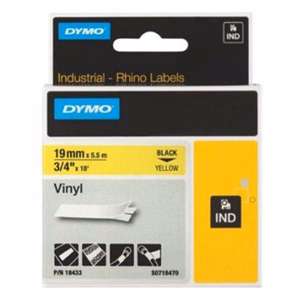 Feliratozó szalag DYMO 19mm x 5,5m vinyl sárga alapon fekete írásszín